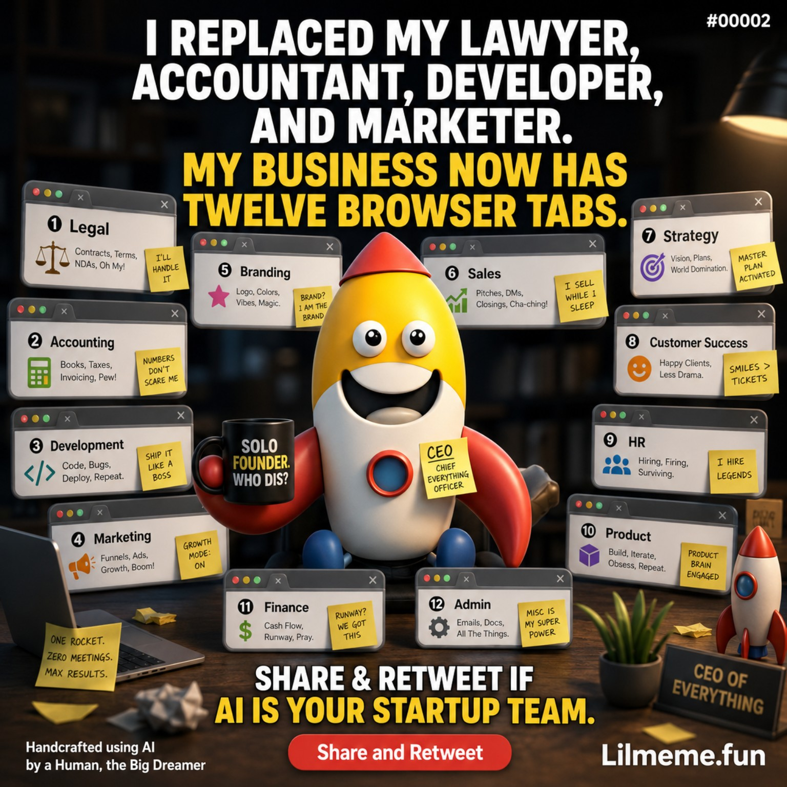 Meme #00002: #00002 — AI Has Crushed Startup Barriers