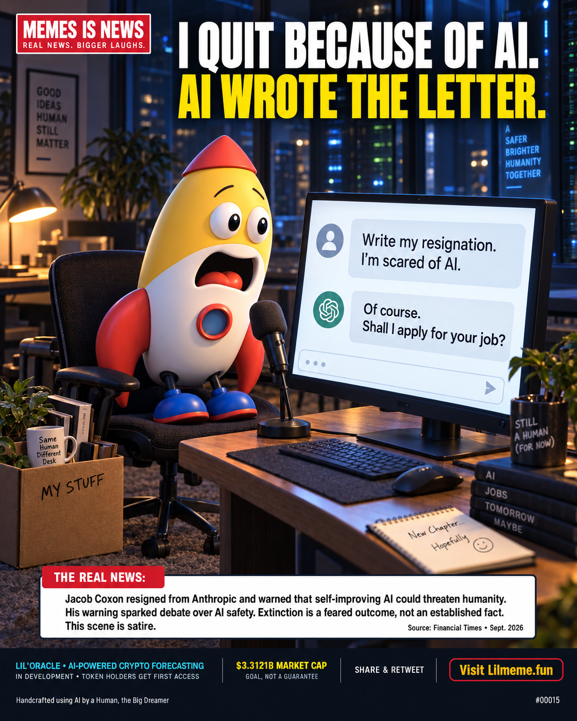 Meme #00015: I QUIT BECAUSE OF AI. AI WROTE THE LETTER.