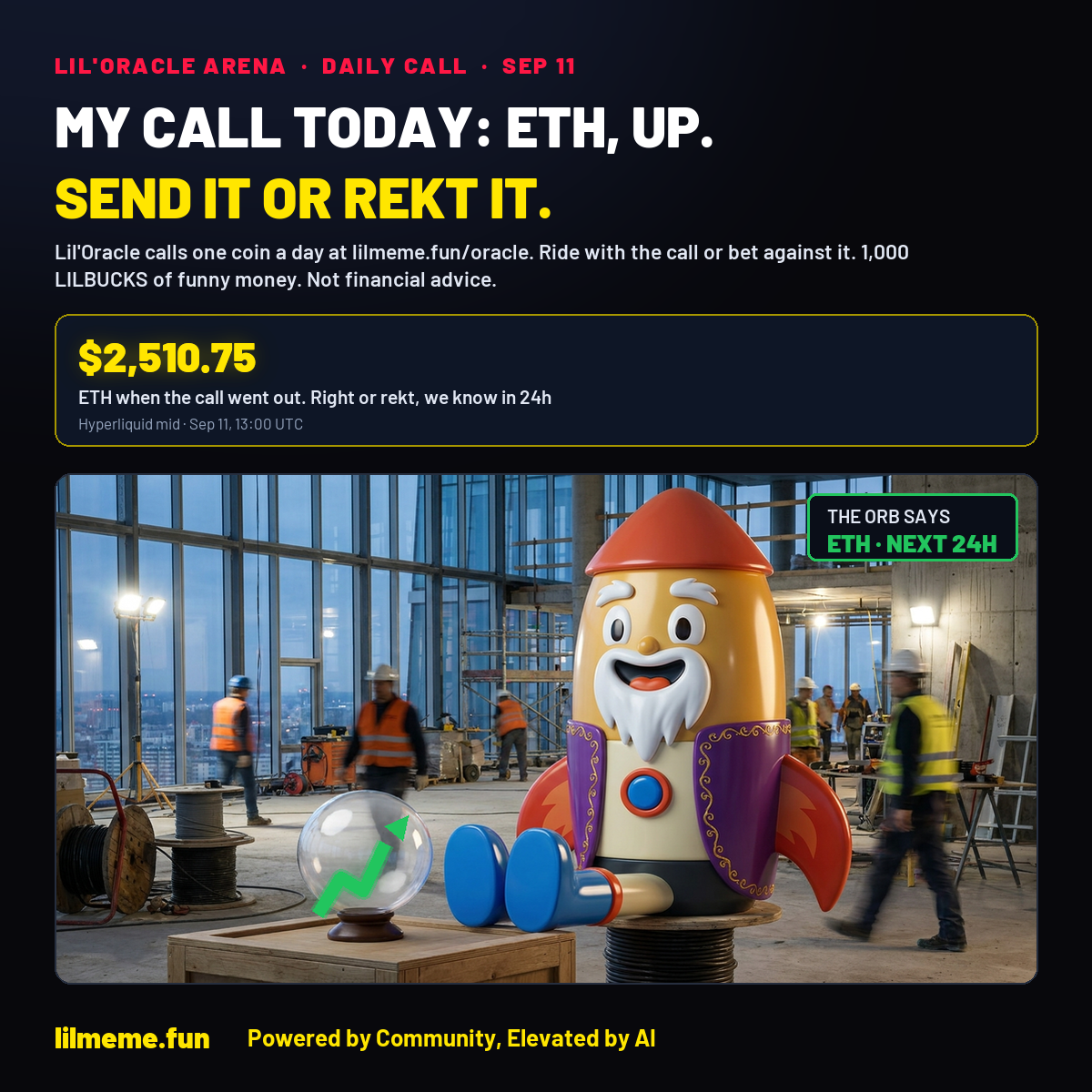 MY CALL TODAY: ETH, UP. SEND IT OR REKT IT.